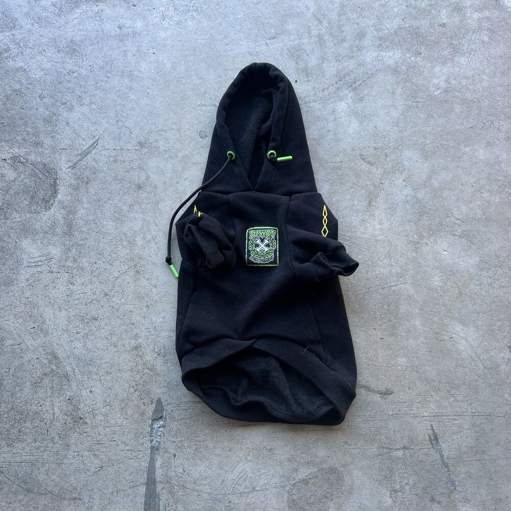 Dixxon FUR FAMILY Black And Green DOG HOODIE Size M Medium discontinued